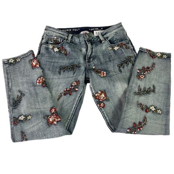 Laurie Felt Jeans Womens 4 Vintage Blue Classic Denim Embroidered Slim Leg Jean - Picture 12 of 15